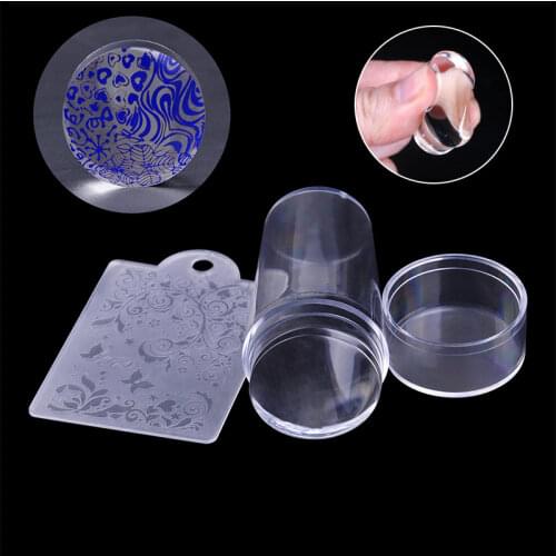 Clear Jelly Silicone Nail Stamper Set with Scraper Nail Art Stamping Tool Set for DIY Nail Stamping Manicure Nail Tool mold