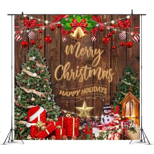Merry Christmas Backdrop for Photography Rustic Brown Wood Newborn Kids Portrait Background for Photo Studio Happy Holidays