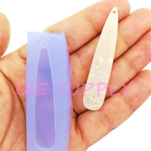BYL517U 54.3mm x 11.2mm Water Drop Earrings Silicone Mold Fondant Cake Decoration Candy Resin Clay Earrings Necklace Craft Soap