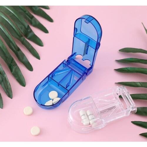 066E Folding Vitamin Medicine Drug Pill Box Case Organizer Tablet Container Cutting Drugs Storage Cutter