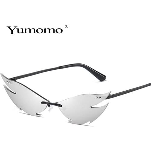 2020 Retro Frameless Wings Sunglasses Women Metal Steampunk Frameless Trend Cat Eye Sunglasses Men Retro Small Mirror Sunglasses