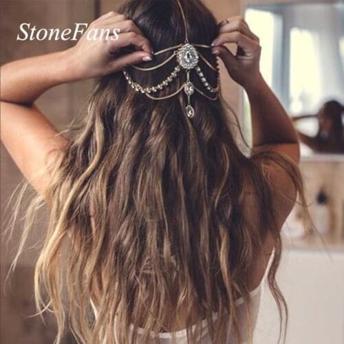 Stonefans New Crystal Rhinestone Head Chain Wedding Head Jewelry Bridal Headband Headdress Handmade Bride Hair Accessories Tiara