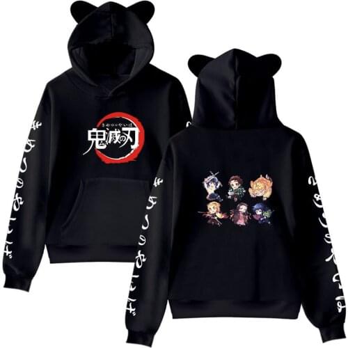 Demon Slayer Hoodies Kids Sweatshirts Girls Boy Cat ears Hooded High Cute Children Clothes Anime Sweatshirts Spring Autumn