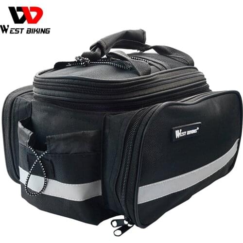 WEST BIKING Cycling Rear Rack Bag 10-25L Volume Waterproof Riding Bicycle Rear Rack Storage Luggage Bags Reflective MTB Bike Bag