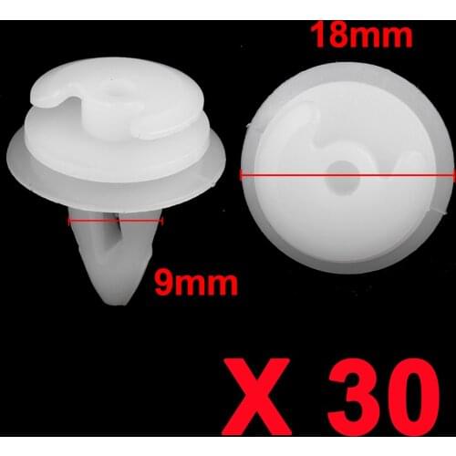X Autohaux 30 X 9Mm Hole Plastic Rivets Fastener Push Clips Black For Car Auto