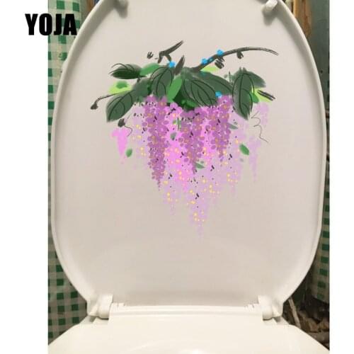 YOJA 20.2*21.5CM Purple Vine Flower Toiltte Decor Toilet Seat Stickers Home Wall Decals T1-0367