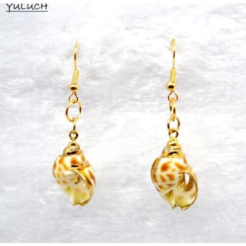 Pair dot Female gold wedding party personality dangle Conch Earrings woman pair fashion korea Gem Hollow Out