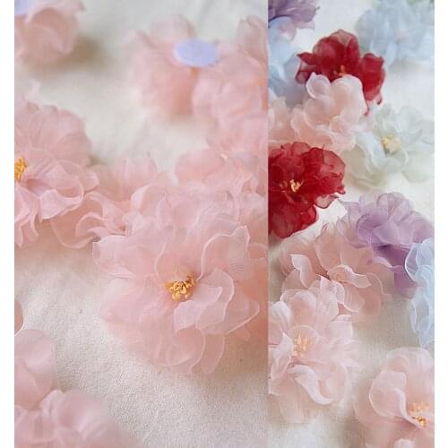 10PCS/lot Handmade 3D Yarn Flowers DIY Fabric Wedding Dress Headdress Flowers Decorative Flower Accessories RS3249