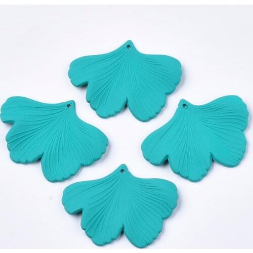 10pcs Rubberized Style Acrylic Pendants Ginkgo Leaf Pendant Charms for Diy Jewelry Making Necklace Accessories 33x45x2mm