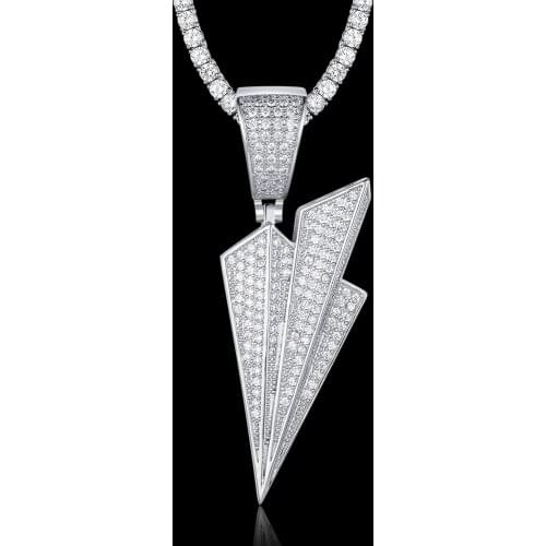 100% Micro Zircon Hip Hop Paper Airplane Pendant Necklace For Men Jewelry Wholesale Factory Prices Gift Custom Accept