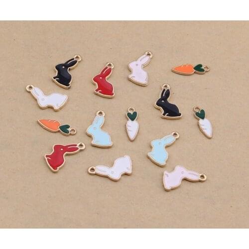 100pcs/lot 18*9mm Charms Enamel Carrot Rabbit Pendant Findings Accessories DIY Choker Necklace&Bracelet