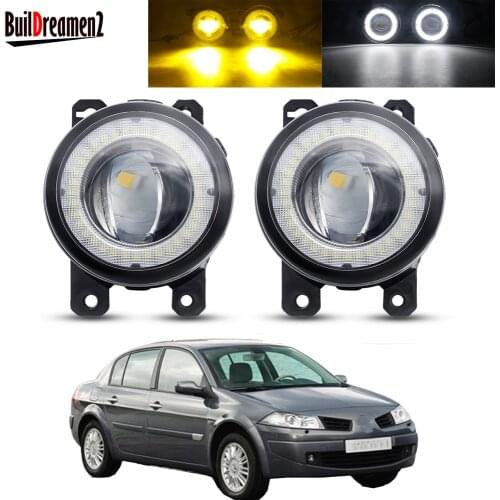 2in1 Angel Eye Fog Light Assembly Car LED Lens Fog Driving Lamp DRL 30W H11 12V For Renault Megane 2/II 3/III 2002-2015