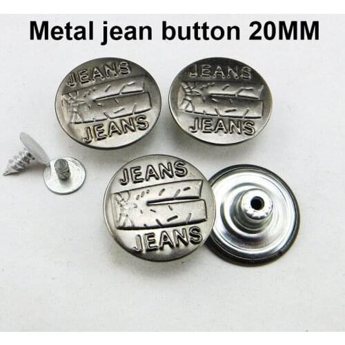 30PCS 20MM SILVER GRAY TROUSERS BUTTON metal brand jeans decoration brand buttons sewing clothes accessories JMB-32543