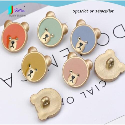 5pcs Or 10pcs Wholesale High-end Cartoon Color Bear Metal Buttons DIY Adult Baby Coat Sweater Pants Decorative Buttons