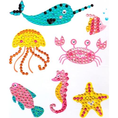 7Pcs Diamond Painting Stickers Sea Animal Diamond Mosaic Embroidery Cross Stitch Painting With Diamonds DIY Craft Home Decor