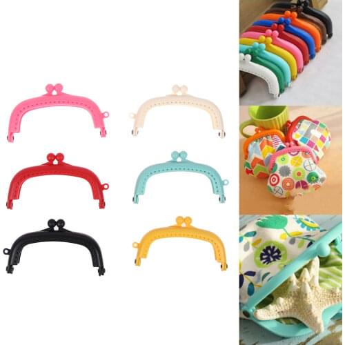 DIY Bag Handle Candy Color Plastic Coin Purse Arc Clasp Lock Handbag Frame 8.5cm Bag Parts & Accessories with Needle Thread Hole