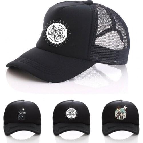 Anime Black Butler Sebastian Hat Men Women Trucker Summer Caps Adjustable Baseball Mesh Cap