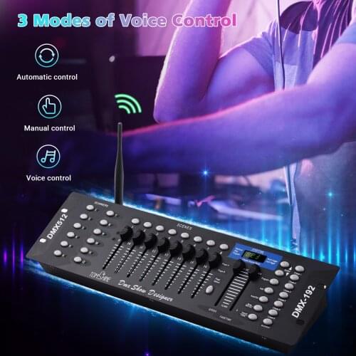 Wireless DMX512 Light Controller Console Panel 2.4G ISM 192CH Programming Function Sound Activated with LED Screen Antenna