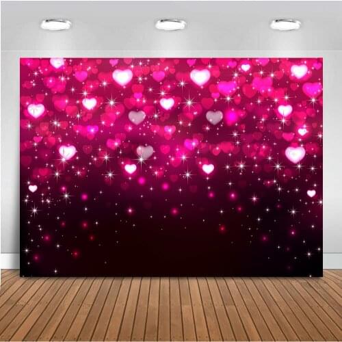 Mehofoto Glitter Heart Valentines Day Photography Backdrop Love Holiday Party Decoration for Birthday Photo Background 257