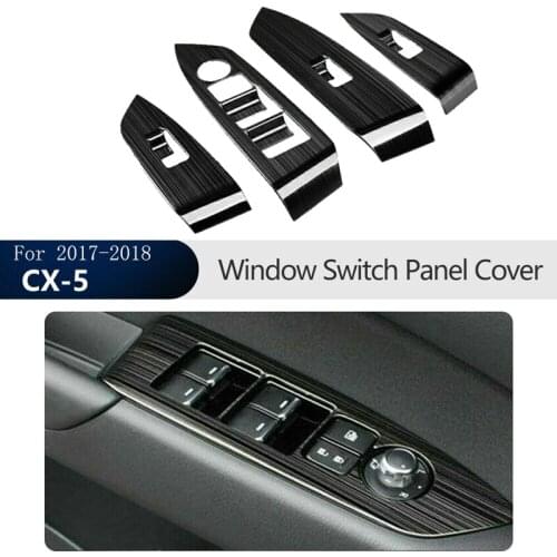 Black Window Lift Switch Panel Protection Cover Trim Inner Door Armrest for Mazda CX-5 CX5 2017-2018 LHD