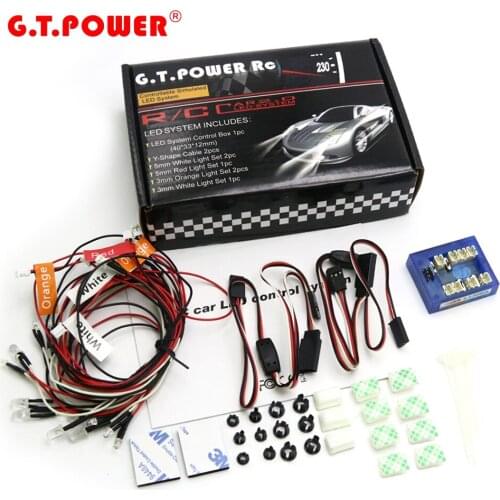 GT Power RC Car lighting 8LED Flashing lighting Light Wire System 2 PPM FM FS 2.4G kit BRAKE+HEADLIGHT+SIGNAL