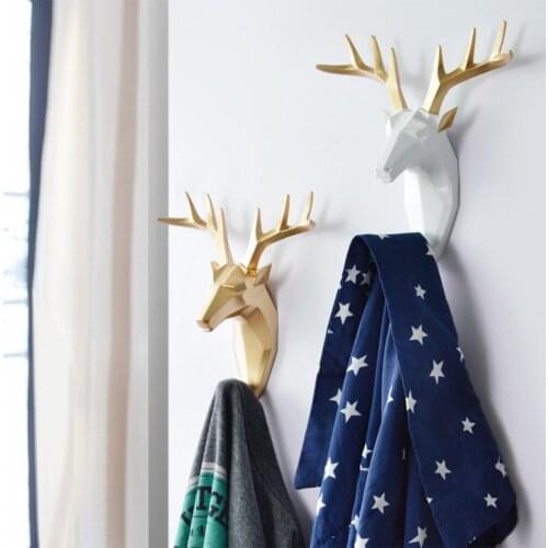 Animal Reindeer Head Artificial Resin Wall Hanging For Living Room Bedroom Home Decor Crafts MDF Hanging Decorations small size