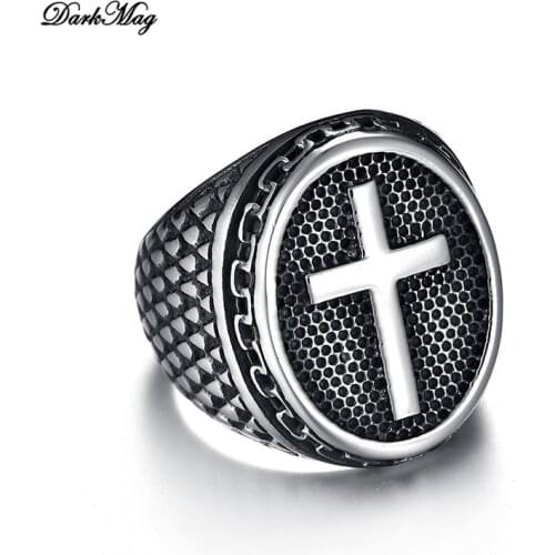 DarkMag Drop Ship 7-13 Cool Fashion Cross Ring 316L Stainless Steel Ladies Mens Biker Punk Jesus God Ring