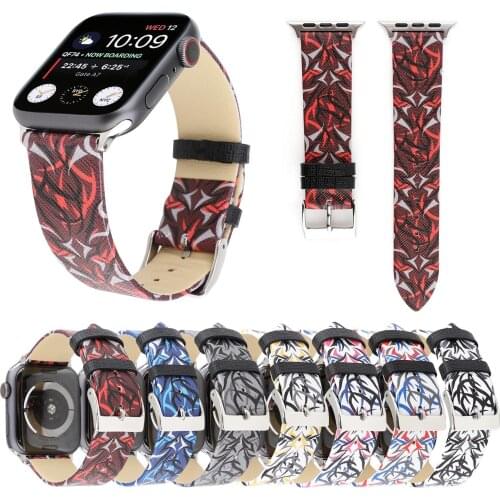 Branch Printed Leather Strap for Apple Watch Series 1/2/3/4 Band Strap 40mm 38mm 44mm 42mm Bracelet Belt for Apple iWatch Bands