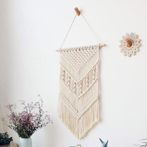 Macrame Wall Hanging Tapestry Wall Decor Boho Chic Handmade Cotton Woven Bohemian Nursery Home Decoration 40x75cm R7UB