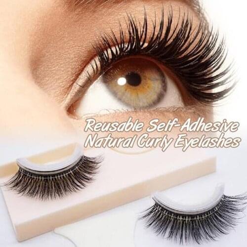 Reusable Self-Adhesive Natural Curly Eyelashes Self Adhesive Eye Lashes Make Up 3D False Eyelashes Extension