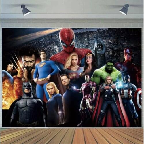 Customize Cartoon Hero Super Photography Background Backdrop Baby Children Birthday Party Decoration Tapestry Photo Studio