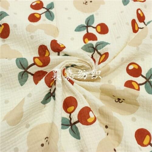 Double Cotton Gauze Cherry Pajamas Fabric
