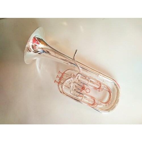 Professional Level Euphonium Horn Bb Key 3+1 Piston Compensating System Silver Plated with Nylon Case and Mouthpiece Instruments