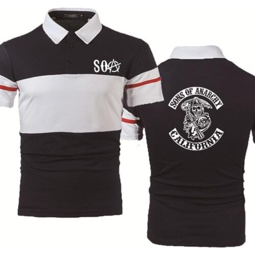 NEW Summer Mens polo shirt SOA Sons of anarchy the child Skull print high quality Cotton Fashion casual Mens short sleeve