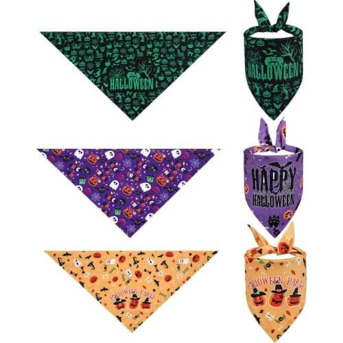 Pet Dog Cat Neck Scarf Collar Happy Halloween Decoration pet Triangle Scarf Dog Bibs Saliva Towel Medium Large Dog Accessories