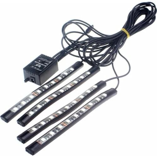 LED Strip Lights 12V with Remote Control for Auto Car Truck Boat Motorcycle Interior Lighting, 5050 SMD 3pcs 27LED, RGB Color