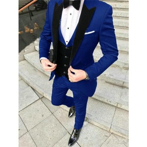 Royal Blue Men Suit 2020 Formal 3 Pieces Mens Tuxedo Custom Made Slim Fit Party Dress Suits For Wedding Groom Men Suit