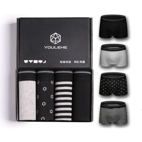 Autumn Models Solid Color Boxer Men Underwear New Striped Cotton Large Size Casual Breathable Men S Underwear Trend Men Modis