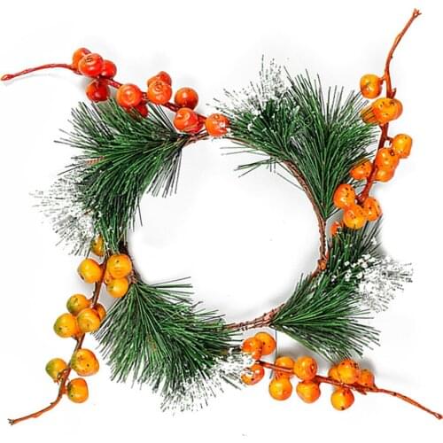 Berry-red Pomegranate Wreath Graduation Decoration Garland Home Party Candlestick Door Hanging Non-woven Fabrics Candle Ring