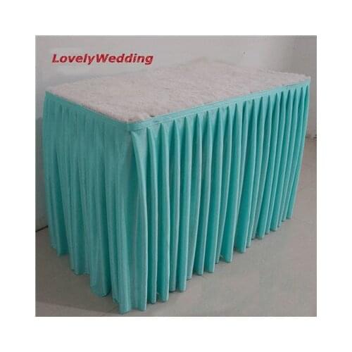 High quality 100% polyester ice silk table skirt for wedding decoration