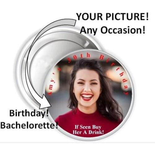 Custom Your Photo Pins Brooche Personalized Name Birth Date Lapel Pin Shirt Bag Badge Acrylic Jewelry Best Friend Gifts