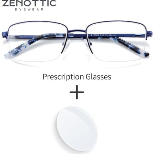 ZENOTTIC Alloy Prescription Glasses Rectangle Optical Spectacles Myopia Blue Light Glasses Progressive Photochromic Eyeglasses