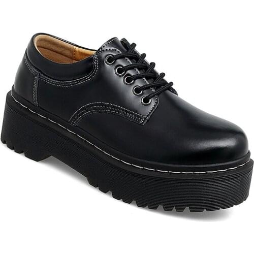 2020 Winter Ankle Boots Women Black Platform 5cm Waterproof Genuine Leather Boots Motorcycle Boot Plus Size Shoes