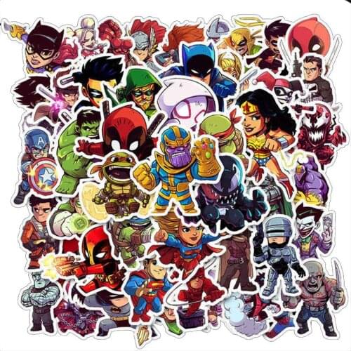 10/30/50Pcs/Set Cartoon Disney Marvel Stickers The Avengers Luggage Skateboard Guitar Laptop Waterproof Sticker Kids Toys
