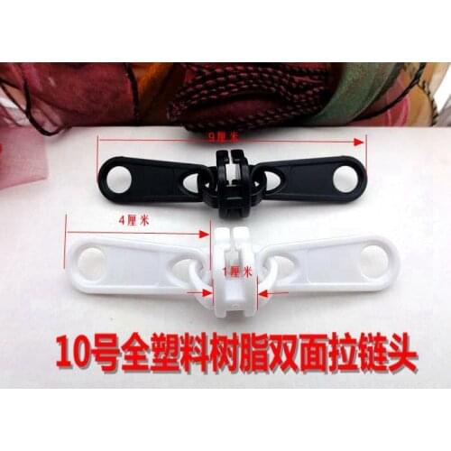 10# black white vislon plastic slider for resin zipper double puller 5pcs for reapir diy outdoor luggage bags tents zip