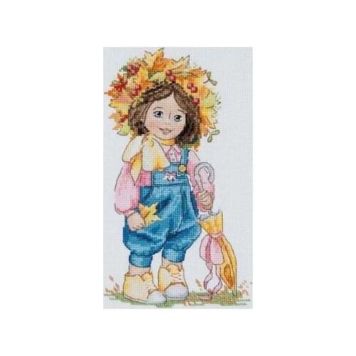 10-k-100 autumn girl Cross Stitch Set Cross-stitch Kit Embroidery Needlework Craft Packages Cotton Fabric Floss