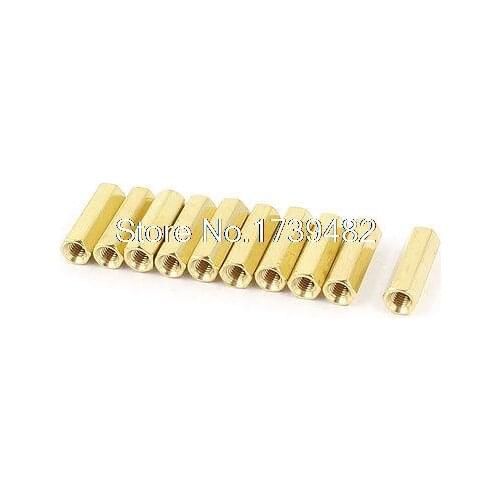 10pcs M3 Female Thread Insulated Brass Standoff Hexagonal Spacer 15mm Long