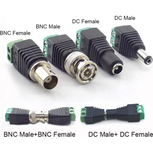 12V DC BNC Power Male Female Jack Connector Adapter Plug Video Balun Converter For CCTV Video LED Strip Light Camera Security
