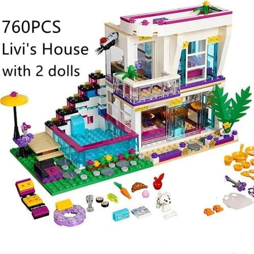 760PCS Pop Star Livis House Building Block Friends for Girls with 2 Figures Emma Mia Bricks Educational Toys for Children