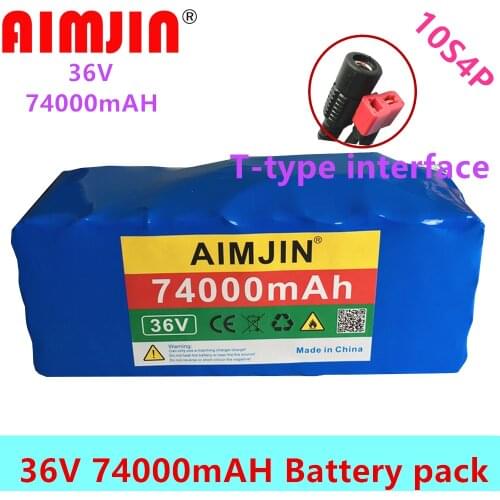 36V battery pack 10S4P 74Ah battery pack 1000W high power battery 42V 14000mAh Ebike electric bicycle BMS